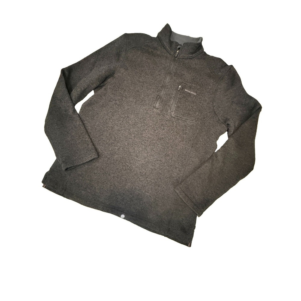 Woolrich Sweater Mens Lg Black 1/4 Zip T Pullover Made in USA Polar Fleece Gorp